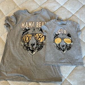 Mama Bear (Small) and Cub (18M) women’s and baby toddler tee shirts Mothers Day